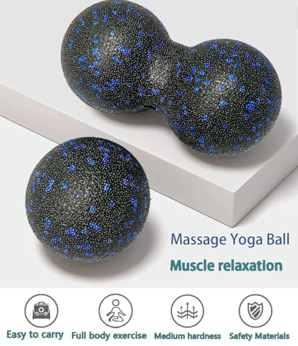 Peanut Massage Ball, Double Lacrosse Foam Roller for Physical Therapy, Firm | Deep Tissue Exercise, Myofascial Release, Muscle Knots Acupoint Relief, Trigger Point Tool for Neck Back Feet Waist Pain