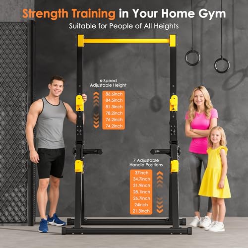SogesPower Foldable Pull Up Bar Station,Triangular Power Tower Dip Stand | Adjustable Heights & Handles Pull Up Dip Station for Pull-ups, Dips, Knee Raises,Space-saving for Small Space - color: Yellow