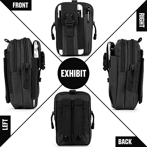Tactical Molle Pouch Compact Utility Waist Bag Phone Holster Holder for 4.7"-6.9" iPhone 15 Pro Max/15 Pro/14 Plus/14 Pro Max/14/13 Pro Max/13 Pro/12 Pro Max/11 Pro Max - color: Black
