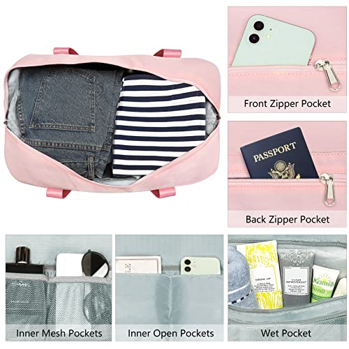 Sports Gym Bag for Women, Travel Duffle Bag with Shoe Compartment & Wet Pocket, Fitness Yoga Bag - color: Z-Pink