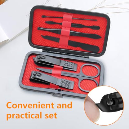 7 Pcs Nail Clipper Set for Home Manicure and Pedicure, Professional Grooming Kit with Case for Personal Care and Travel - color: 7 Piece-black