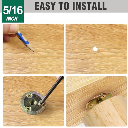 FoDau770 5/16"-18 Brad Hole T-Nut with Screws, Zinc Plated Carbon Steel 3-Hole T-Nuts, Insert Female Thread Mounting Fastener for Wood Furniture and DIY Project - 16 Set (64 Pieces) - size: 5/16"-18