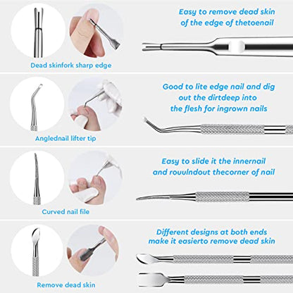 7-Pack Ingrown Toenail Tool Kit - File, Lifters, Surgical Safe Pedicure Tools for Nail Treatment & Pain Relief - color: 7-Pack
