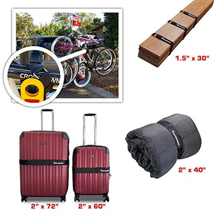 Premium Cinch Straps with Stainless Steel Metal Ring (Buckle), Reusable Durable Hook and Loop, Multipurpose Securing Straps 1" x 20" - 8 Pack + 2 Bonus 3/4" x 8" Cinch Straps - size: 1" x 20"