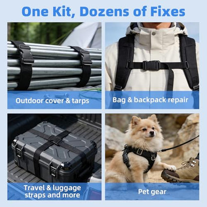 Heavy Duty Webbing Strap Kit - 8 Yards with Release Buckles, Tri-Glide Slides, Scissors & Sewing Supplies - size: 1.5 inch