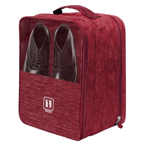 Large Shoe Bags for Travel, Shoe Travel Bag Holds 3 Pairs of Shoes, Travel Shoe Bags for Packing in Suitcase, Portable Dance Shoe Storage Pouch, Shoe Organizer, Sneaker Storage Bag (Red) - color: Red