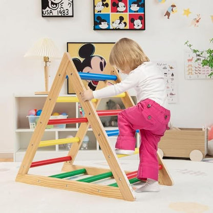 GLACER Triangle Climber, Kids Wooden Climbing Triangle Ladder, 3 Levels Climbing Difficulty, Indoor Climbing Toys for Playground, Kids Climber Ladder Equipment, Play Gym Set Boys Girls Gift