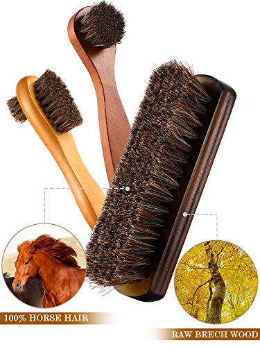 Youngjoy 6 Pieces Horsehair Shine Shoes Brush Kit Polish Dauber Applicators (B) - style: Style B
