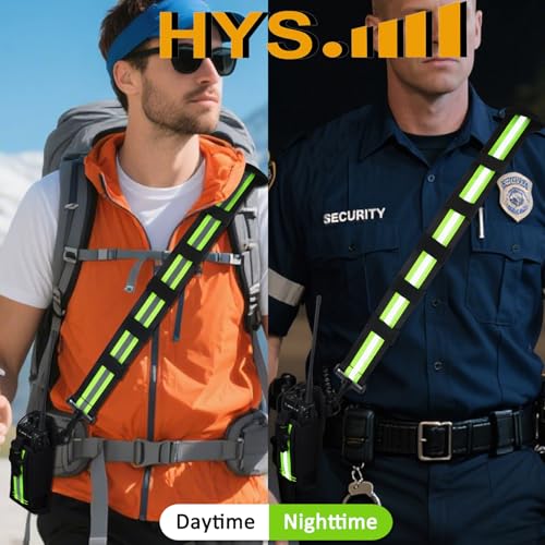HYS Molle Nylon Elastic Pouch Case, Adjustable Reflective Shoulder Strap | Shoulder Strap W/Padded Non-Slip for Shoulder Speaker Mic Holder, Anti-Sway Strap, Hands-Free Two Way Radio Case - color: Green