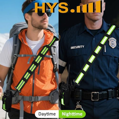 HYS Molle Nylon Elastic Pouch Case, Adjustable Reflective Shoulder Strap | Shoulder Strap W/Padded Non-Slip for Shoulder Speaker Mic Holder, Anti-Sway Strap, Hands-Free Two Way Radio Case - color: Green
