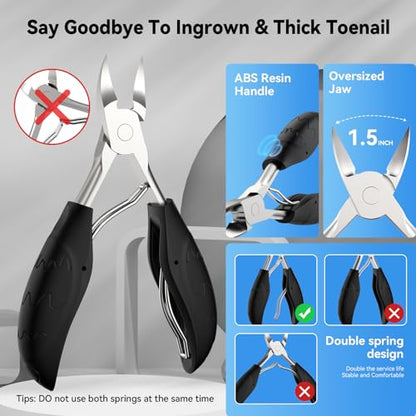 Toenail Clippers for Seniors Thick Toenails, Sharp Toe Nail Clippers Set for Men Women, Heavy Duty Fingernail Clipper Pedicure Tools for Feet, Professional Manicure and Pedicure Kit with Nail Scissors - style: Black 7PCS Nail Clippers Set