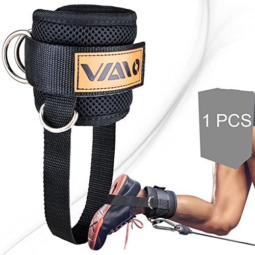 VAIIO Ankle Straps for Cable Machines,Adjustable Comfort fit Neoprene, Reinforce Double D-Ring - Premium Ankle Cuffs to Improve Abdominal Muscles, Lift The Butts, Tone The Legs for Men & Women - color: Black - Single