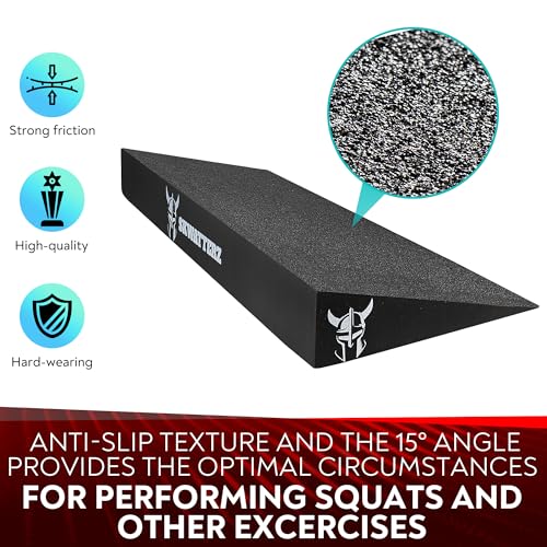 Slant Board Squat Wedge Boards For Exercise - ATG Workout Wedge With Anti Slip Sandgrip Layer Already Mounted - Calf Raise Block & Bulgarian Split Stand Squats wedges Incline - Heel Elevated Blocks