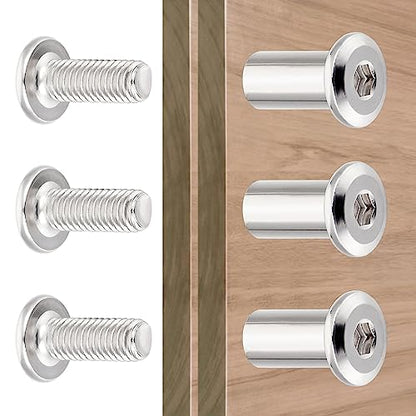 100 Sets Silver M6x15mm Furniture Bolts Metric Hex Screw Bit Set Metal Deck Screws for Furniture Screw Socket Cover Wood Socket Cap Bolt Kit - size: M6x15mm