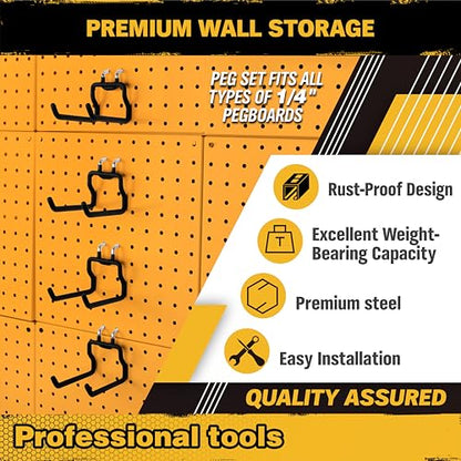ELEAD 8-Piece Flat Pegboard Hooks, Peg Board Organizer Accessories for Hanging, Fit 1/4" Pegboard, Peg Board Tool Hangers for Garage Kitchen Workbench - style: Flat Hooks 8-Piece
