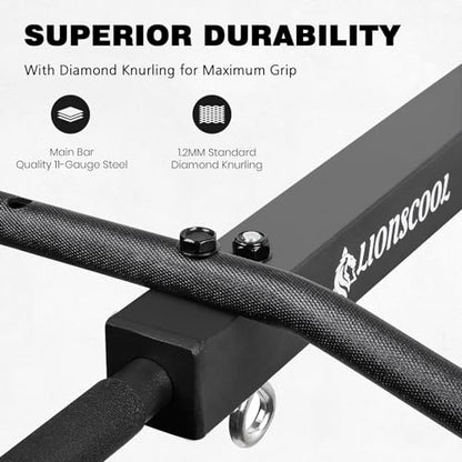 LIONSCOOL Multifunctional Wall Mounted Pull Up Bar with Pulley System, 48" and 16"/24" Multi-Grip Chin Up Bar, Cable Pulley Attachments Included, Perfect for Upper Body Workouts - size: 16"/24" APART