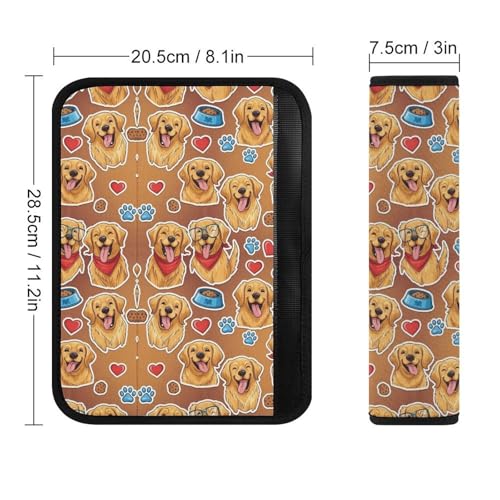 2PCS Golden Retriever Dog Cute Car Seat Belt Pad Breathable Shoulder Protector for Girls and Boys, Most Cars, Anti-Slip Pad - color: Pattern 109