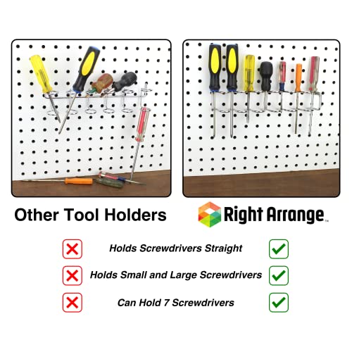 Pegboard Screwdriver Holder, 4-Pack - Hooks to Any Peg Board - Screwdriver and Pliers Rack Accessory Tool Organizer - Organization Accessory for Workbench, Garage, Tool Shed, Craft Room - size: 4 Pack