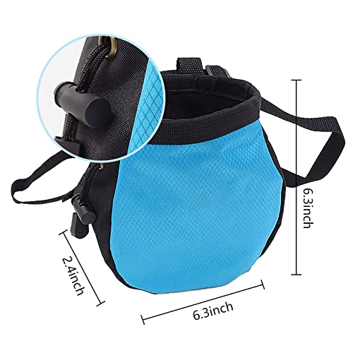 Drawstring Chalk Bag with Waistband for Rock Climbing Bouldering Weight Lifting Rock Climbing Bag Chalkbag Gymnastics Kit - color: Blue