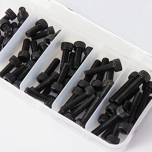 M5 x 10mm 14mm 18mm 20mm 25mm Hex Socket Head Cap Screws Bolts, 12.9 Grade Alloy Steel, Black Oxide Finish, Metric Allen Drive, Fully Threaded, Assortment Kit 50Pcs - size: Socket M5x10-25 mm