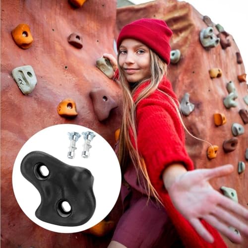 Climbing Hand Foot Holds Grip Kits 10pcs Climbing Holds Stones Plastic Large Climbing Rocks Outdoor Playground Set for Kids - color: Black
