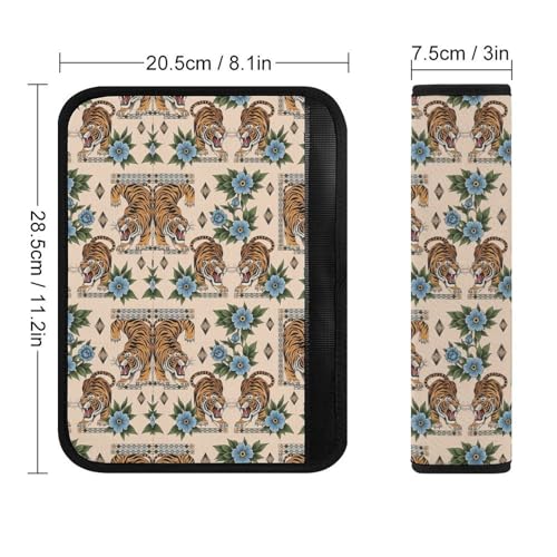 2 Piece Soft Padded Car Seat Belt Pad for Elderly Support, Stroller Pushchair High Chair, Fierce Blooms Tattoo Shoulder Harness Cover, Shock Absorption - color: Pattern 146