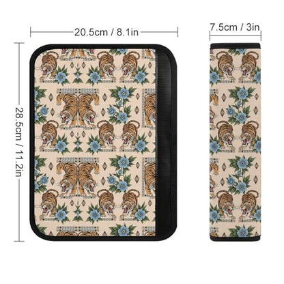 2 Piece Soft Padded Car Seat Belt Pad for Elderly Support, Stroller Pushchair High Chair, Fierce Blooms Tattoo Shoulder Harness Cover, Shock Absorption - color: Pattern 146