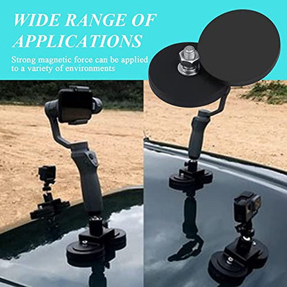 MAGXCENE 4 Pack Neodymium Rubber Coated Mounting Magnets, 65LBS, Black, Round, M6 Threaded, Stud Magnet, Waterproof, Scratch Safe, Outdoor - size: 2.59x0.31in M6-4pack