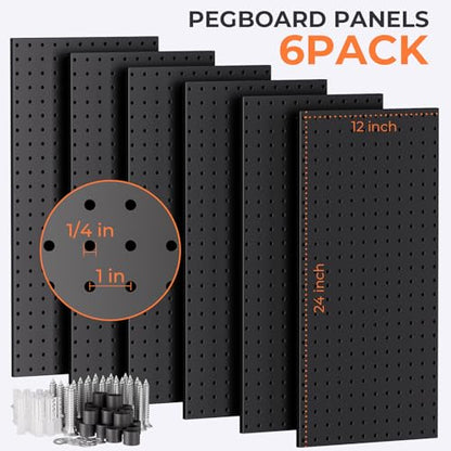 INCLY 48x36 Inch Metal Peg Board Kit 1/4" Pegboard Hooks Accessories | 6PCS Peg Board Panels, 234PCS Pegboard Accessories, Black Pegboard Wall Organizer, Tool Storage System for Garage Workbench - size: 48x36 Inch