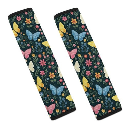 Universal Soft and Comfortable Butterfly Beautiful Floral Botanical Butterflies Seat Belt Shoulder Pad for Kids, Most Cars, 1 Pair Seat Belt Covers Cushion Anti-Slip Pad - color: Pattern 622