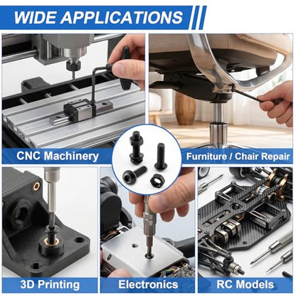 580Pcs M4 Screws Assortment Kit, M4x6/8/10/12/16/20/25/30 mm Hex Socket Button Head Assorted Set, Machine Screws with Nuts & Washers, 10.9 Grade Alloy Steel for 3D Printing - size: M4 Button 10.9 - 580PCS
