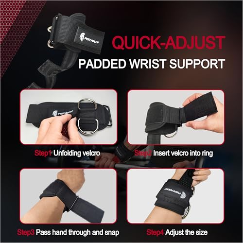 Double-Side Anti-Slip PERYOLYF Lifting Straps with D Ring - Adjustable Gym Straps for Deadlifts, Weightlifting & Cable Machine - Thick Wrist Support for Men & Women - color: Black