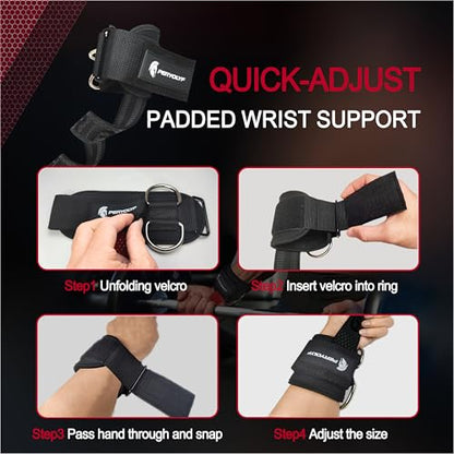 Double-Side Anti-Slip PERYOLYF Lifting Straps with D Ring - Adjustable Gym Straps for Deadlifts, Weightlifting & Cable Machine - Thick Wrist Support for Men & Women - color: Black