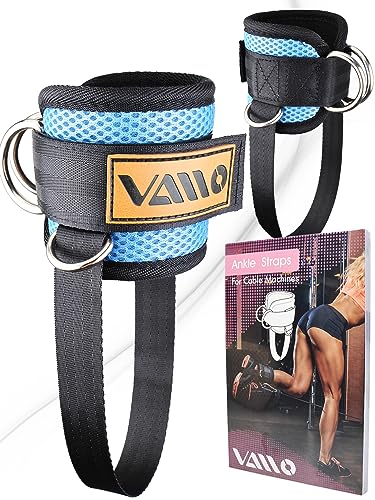 VAIIO Ankle Straps for Cable Machines,Adjustable Comfort fit Neoprene, Reinforce Double D-Ring - Premium Ankle Cuffs to Improve Abdominal Muscles, Lift The Butts, Tone The Legs for Men & Women - color: Blue - Sky