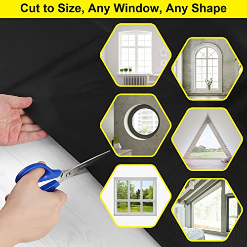 FADOTY 100% Blackout Curtains 2 Pack, 57"x 118" Black Out Window Cover | Blackout Window Film Shades Blinds, Cuttable, No Drill, Sun Heat Light Blocker for Bedroom, Nursery, Media Room, RV, Black - color: Black, size: 57"W x 118"H (Pack of 2)