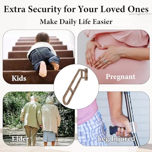 Hand Rails, Upgraded Handrails for Outdoor 1-3 Steps, 27" Bent U-Shaped Wall Mount Handrail, Antique Metal Stair Railing with 2 Anti-Skid Crossbar for Garage, Porch, Garden, Yard - size: 27 inch, style: Bent Antique 1 Pack