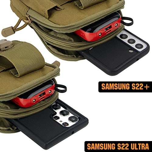 Tactical Molle Pouch Compact Utility Waist Bag Phone Holster Holder for 4.7"-6.9" iPhone 15 Pro Max/15 Pro/14 Plus/14 Pro Max/14/13 Pro Max/13 Pro/12 Pro Max/11 Pro Max - color: Khaki