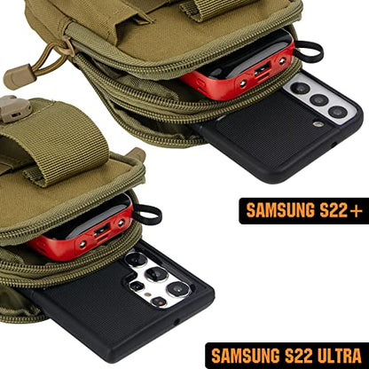 Tactical Molle Pouch Compact Utility Waist Bag Phone Holster Holder for 4.7"-6.9" iPhone 15 Pro Max/15 Pro/14 Plus/14 Pro Max/14/13 Pro Max/13 Pro/12 Pro Max/11 Pro Max - color: Khaki