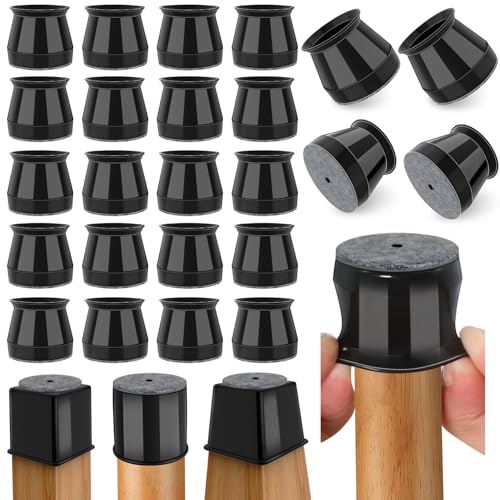 24 Pcs Chair Leg Floor Protectors Round, Silicone Felt Furniture Leg Pads Caps Covers for Hardwood Floors (Fit 1-5/16" to 2") - color: Black, size: Round L