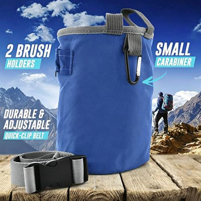 Compact Climbing Chalk Carrier with Reinforced Side Compartment and Leak Design for Athletic Activities Anti Slip Workout Chalk Bag - color: Blue