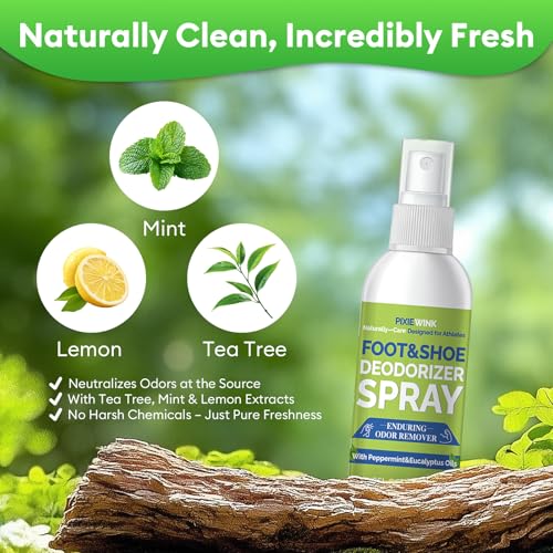 Foot & Shoe Deodorizer Spray, Odor Eliminator for Smelly Shoes & Feet | 5 fl oz, 2-Pack, Instantly Eliminates Odors from Shoes, Boots, Sneakers & Feet, Long-Lasting Freshness for Everyday Wear - size: 5 Fl Oz (Pack of 2)