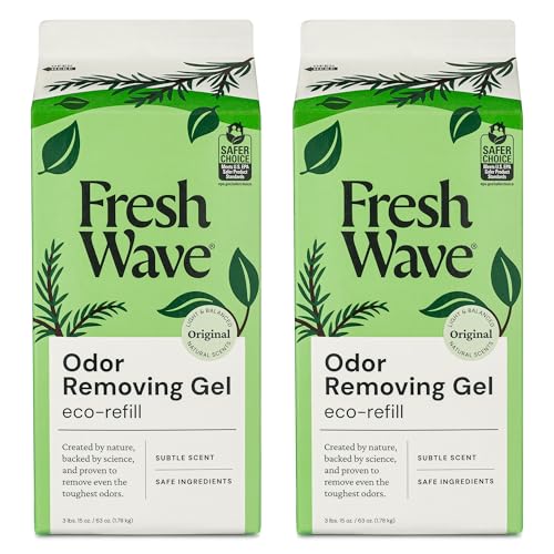 Fresh Wave Odor Removing Gel Refill, 63 oz., Pack of 2 - Safer Odor Absorbers for Home, Natural Plant-Based Odor Eliminator, Every 15 oz. lasts 30-60 Days, For Cooking, Trash & Pets - size: 63 Fl Oz (Pack of 2)