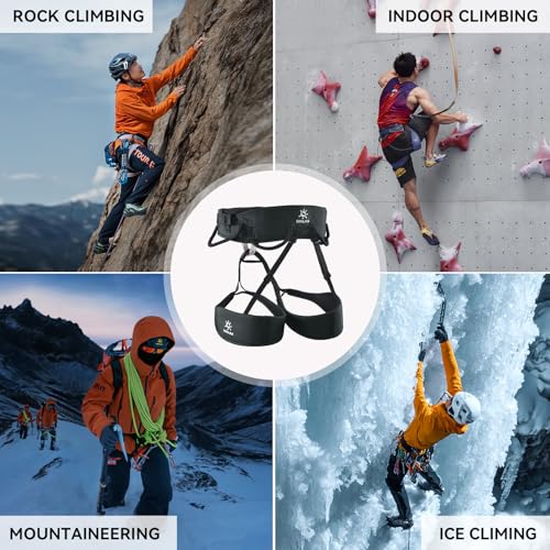 KAILAS Airo Rock Climbing Harness Men Roofing Harnesses Rescue Mountaineering Safety Belt Women Comfortable Lightweight - color: Black, size: Large