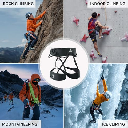 KAILAS Airo Rock Climbing Harness Men Roofing Harnesses Rescue Mountaineering Safety Belt Women Comfortable Lightweight - color: Black, size: Large