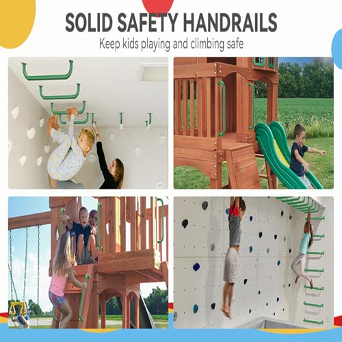 17.3 Inch Playground Handles Monkey Bars Indoor | Metal Grab Handle Hand Grips for Treehouse (Green, 6 Pack) - color: Green