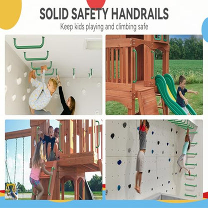 17.3 Inch Playground Handles Monkey Bars Indoor | Metal Grab Handle Hand Grips for Treehouse (Green, 6 Pack) - color: Green