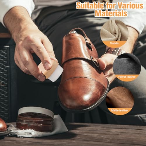 2PCS Suede Brush and Eraser Set,Professional Suede Shoe Cleaner for Shoes,Boots,Bag&Jackets,Wooden Handle Suede Cleaning Kit with Soft Brush&Stain Eraser for Nubuck,Leather&Furniture