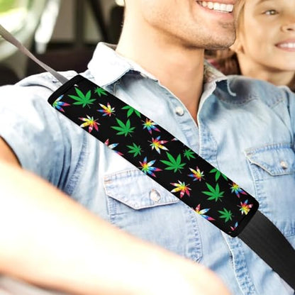 2 Pack Tie Dye Weedleaf Leaf Car Seat Straps Shoulder Pads Breathable Shoulder Protector for Elderly Support, Most Cars, Pressure Relief - color: Pattern 496