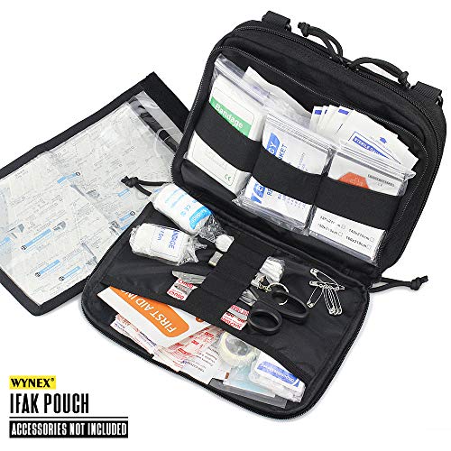WYNEX Tactical Molle Admin Pouch, Double Layer Large EDC Tool Pouch Bag | Laser-Cut Design, Medical EMT IFAK with Map Pocket, Tool Organizer Molle Accessories, Flag Patch Included, 9.5"x7.5"x3.2" - color: Black