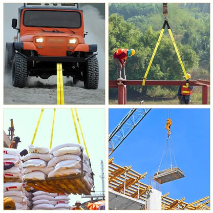 2 Pcs 10' x 2" Lifting Sling Straps Heavy Duty Web Slings Lifting Polyester Nylon Sling Web Slings Tree Saver Recovery Strap for Hoist Car Constructions Steel Trailer Outdoor Using - size: 10' X 2"